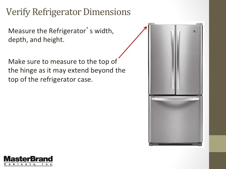 Verify refrigerator dimensions