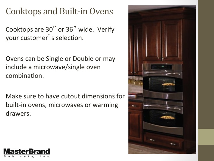 Cooktops and built-in ovens