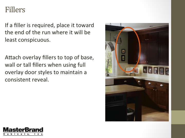 Fillers for cabinets