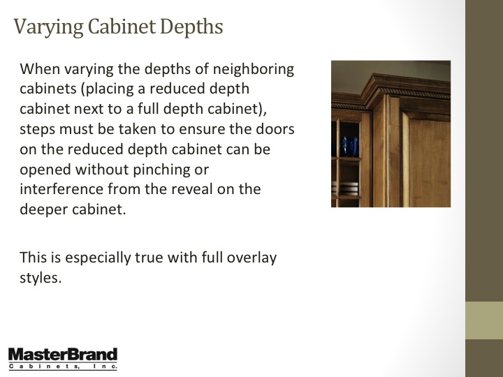 Varying cabinet depths