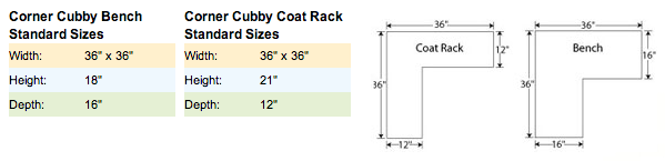 Arthur Brown Corner Cubby Bench diagram