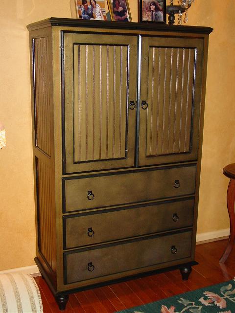 faux finish and new hardware on WCP1E0502, Armoire, 3-Drawer, 2-Door