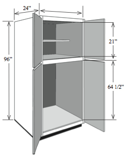 BBC2484: Kitchen Base Utility Cabinet, 24"w x 84"h x 24"d