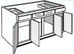 B54: Kitchen Base Cabinet, 54"w x 34 1/2"h x 24"d