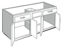 VEM54: Vanity Combination Cabinet, 54"w x 31"h x 21"d
