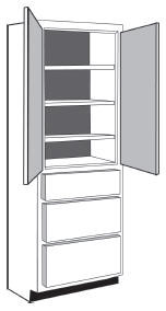 VLD1884: Vanity Linen Closet with Drawers, 18"w x 84"h x 21"d