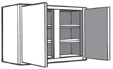 W2730: Kitchen Wall Cabinet, 27"w x 30"h x 12"d