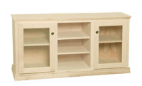 Traditional Semi-Custom Entertainment Stand, 3 Sections, 2 Glass Doors, 17"D