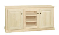 Traditional Semi-Custom Entertainment Stand, 3 Sections, 2 Raised-Panel & 1 Glass Door, 17"D