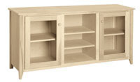 Shaker Semi-Custom Entertainment Stand, 3 Sections, 2 Glass Doors, 17"D