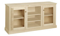 Fluted Semi-Custom Entertainment Stand, 3 Sections,  2 Glass Doors, 17"D