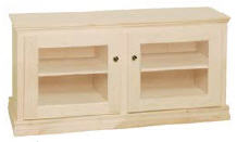 Traditional Semi-Custom Entertainment Stand, 2 Sections,  2 Glass Doors, 17"D
