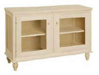 Cottage Semi-Custom Entertainment Stand, 2 Sections, 2 Glass Doors, 17"D