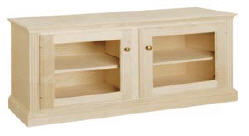 Fluted Semi-Custom Entertainment Stand, 2 Sections,  2 Glass Doors, 17"D