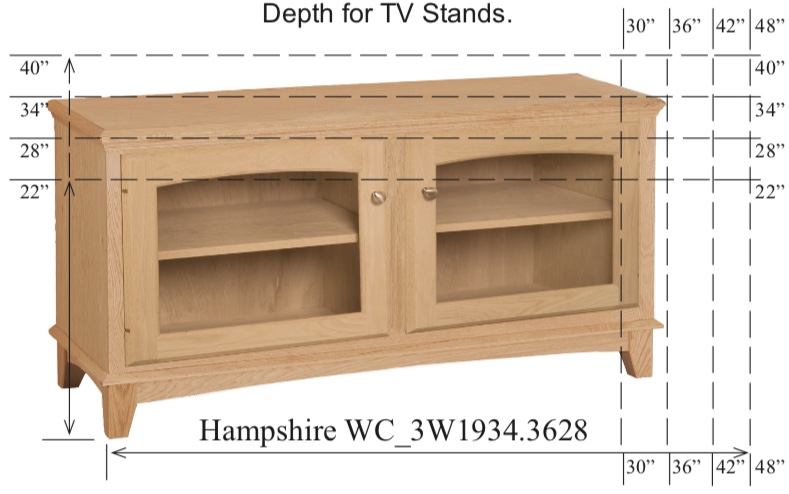 WC_3W1934: Hampshire Semi-Custom Entertainment Stand, 2 Sections,  2 Glass Doors, 17"D
