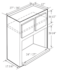 WM2742: Kitchen Microwave High Wall Cabinet, 27"W x 42"H x 12"D