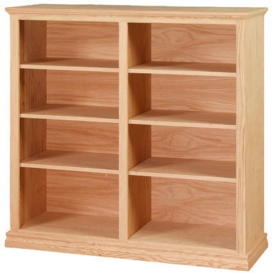 Oak bookcase with center divider