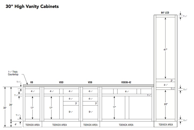 Aristokraft 30H Vanity Cabinet Specifications
