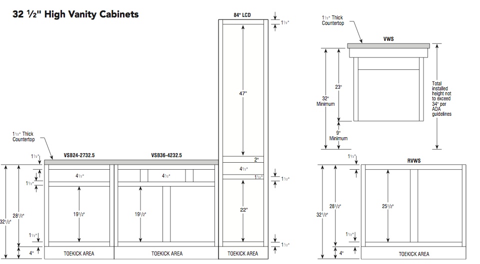 Aristokraft Short Vanity Cabinet Specifications