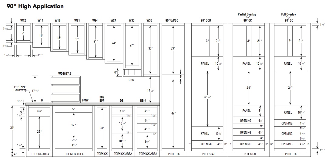 Aristokraft 90H tall cabinet specifications