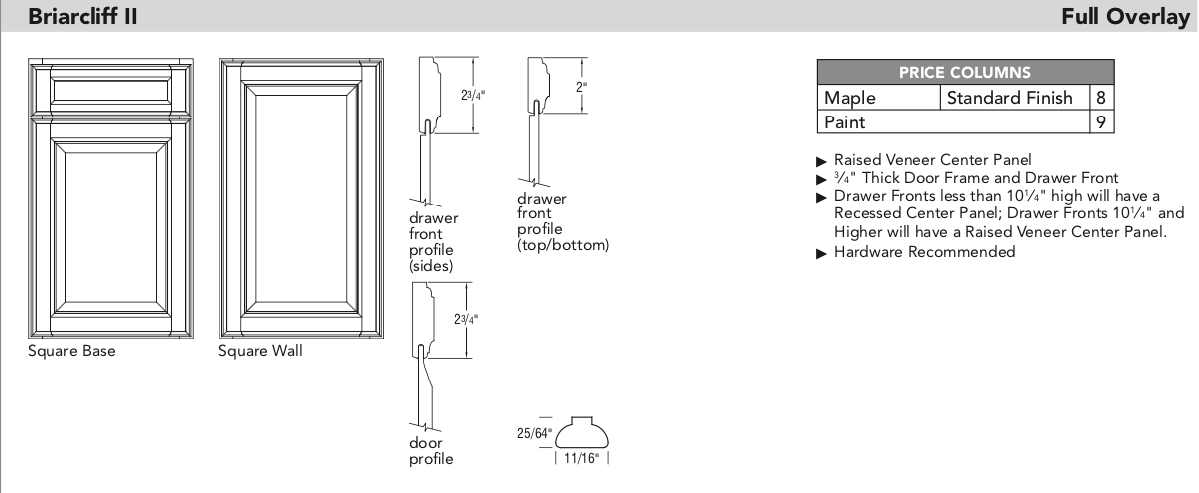 Aristokraft door specs Briarcliff II