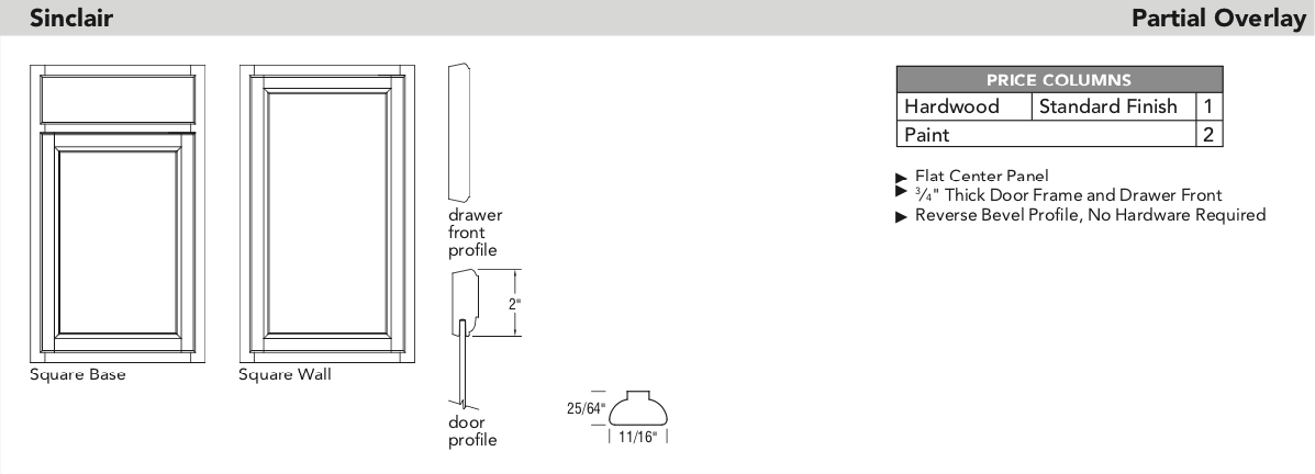 Aristokraft door specs Sinclair