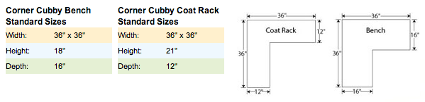Arthur Brown Corner Cubby Coat Rack diagram