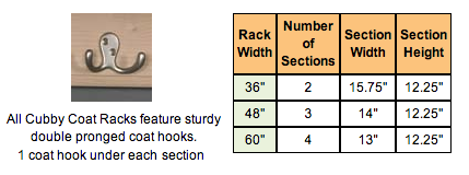Arthur Brown Cubby Coat Racks diagram