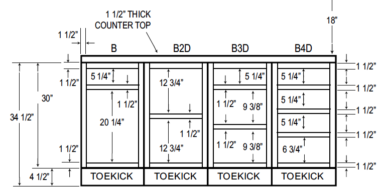 Woodcraft Custom Kitchen Cabinet, Standard Measurements For Kitchen Base Cabinets