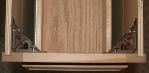 Top front view of base cabinet with drawers