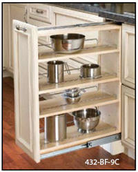 Kitchen Base Filler Organizer, 6"W x 30"H x 23"D with Full-Extension Slides and Adjustable Shelves  