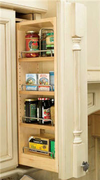 Kitchen Wall Filler Organizer, 3"W x 30"H x 11-1/8"D, with Adjustable Shelves 