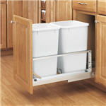 Trash Bin, Double 27-Quart Pull-Out with Soft-Closing Slides and Built-in Door Mount (White)