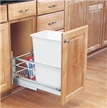 Trash Bin, Single 35-Quart Pull-Out with Soft-Closing Slides and Built-in Door Mount (White)