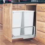 Trash Bin, Double 50-Quart Pull-Out with Soft-Closing Slides and Built-in Door Mount (White)