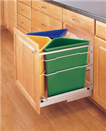 Waste Recycling Center, Triple 25-Quart Pull-Out with Soft-Closing Slides (Green, Blue & Yellow)