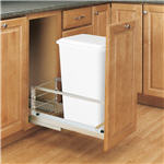 Trash Bin, Single 50-Quart Pull-Out with Soft-Closing Slides and Built-in Door Mount (White)