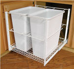Trash Bin, Double 30-Quart Pull-Out with Full-Extension Slides (White)