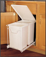 Trash Bin, Double 15-Quart Pull-Out with Handle and 3/4-Extension Slides (White)