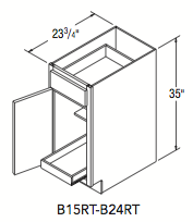 BASE CABINET W/ROLL TRAY (15"W x 35"H x 23.75"D) 