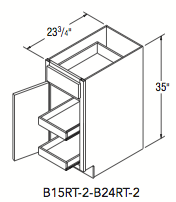 BASE CABINET W/ROLL TRAY (15"W x 35"H x 23.75"D) (x2 Trays)