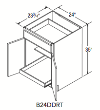 DOUBLE DOOR W/ROLL TRAY (24"W x 35"H x 23.75"D) 