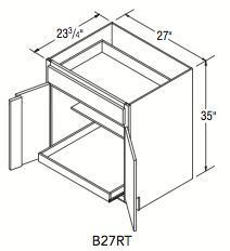 BASE CABINET W/ROLL TRAY (27"W x 35"H x 23.75"D) 