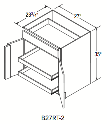 BASE CABINET W/ROLL TRAY (27"W x 35"H x 23.75"D) 