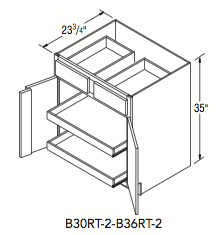 BASE CABINET W/ROLL TRAY (30"W x 35"H x 23.75"D) 