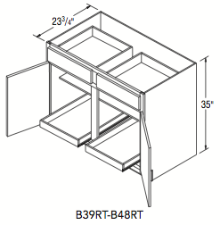 BASE CABINET W/ROLL TRAY (39"W x 35"H x 23.75"D) 