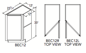 BASE END CABINET (12"W x 35"H x 23.75"D) 