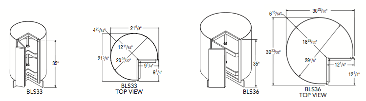 BASE LAZY SUSAN CABINET (33"W x 35"H x 23.75"D) 