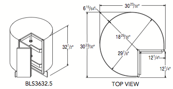 BASE LAZY SUSAN CABINET 32.5 (36"W x 32.5"H x 23.75"D) 