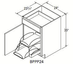 BASE POTS/PANS PULLOUT (24"W x 35"H x 23.75"D) 